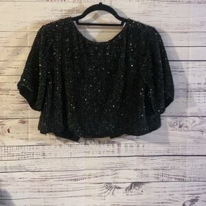 Topshop Black Sequin Top